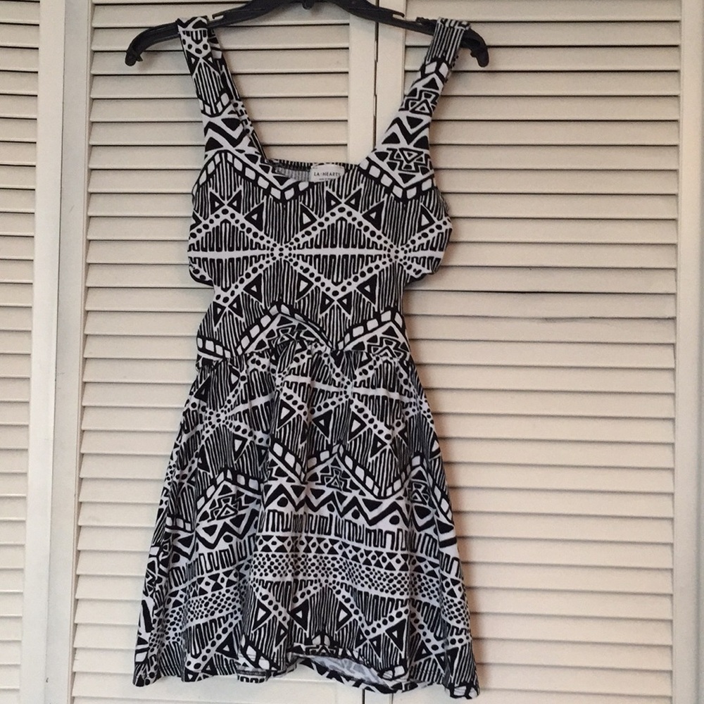 Cutout abstract print dress